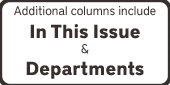 Additional Columns include In This Issue & Deparments