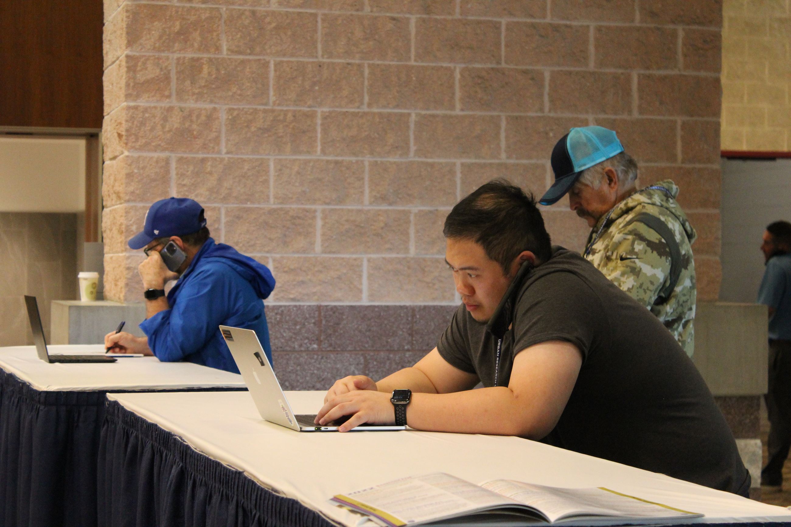 Catching up at the Exhibit Hall