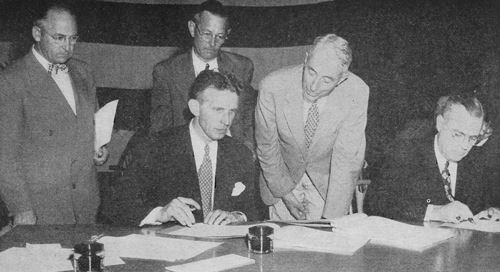 Governor Alfred E. Driscoll signing the proposed Constitution
